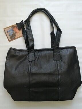 Genuine Leather Black Tote NWT